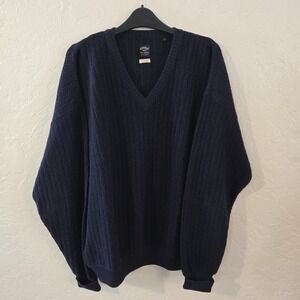Callaway Golf Sweater Men's Medium Navy Blue Alpaca Vintage V neck Lightweight
